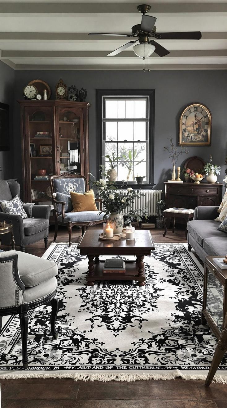 19 cozy atmospheric farmhouse living room ideas, the woW 12 4. Vintage Farmhouse carpet styling-0