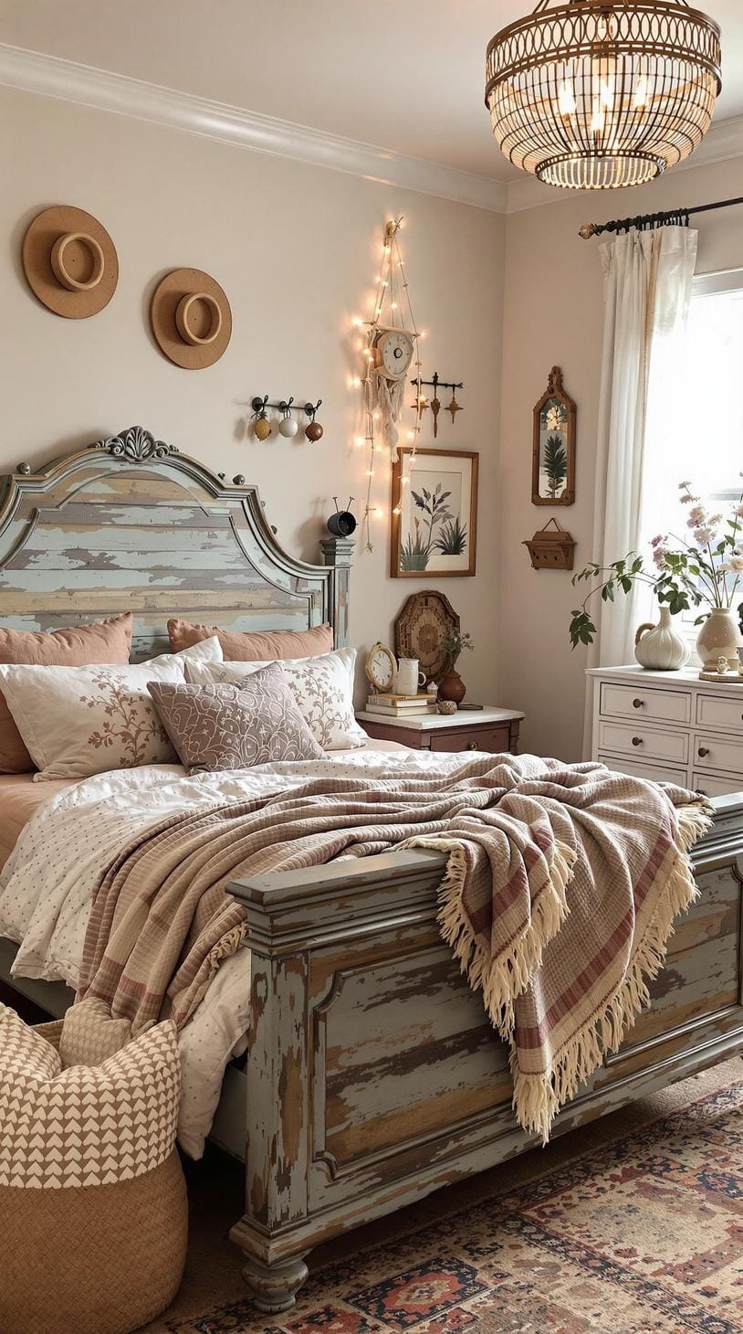 20 beautiful Boho bedroom for teenagers: ideas for 2025 9 3 .. Vintage Furnic Touch: Integrate