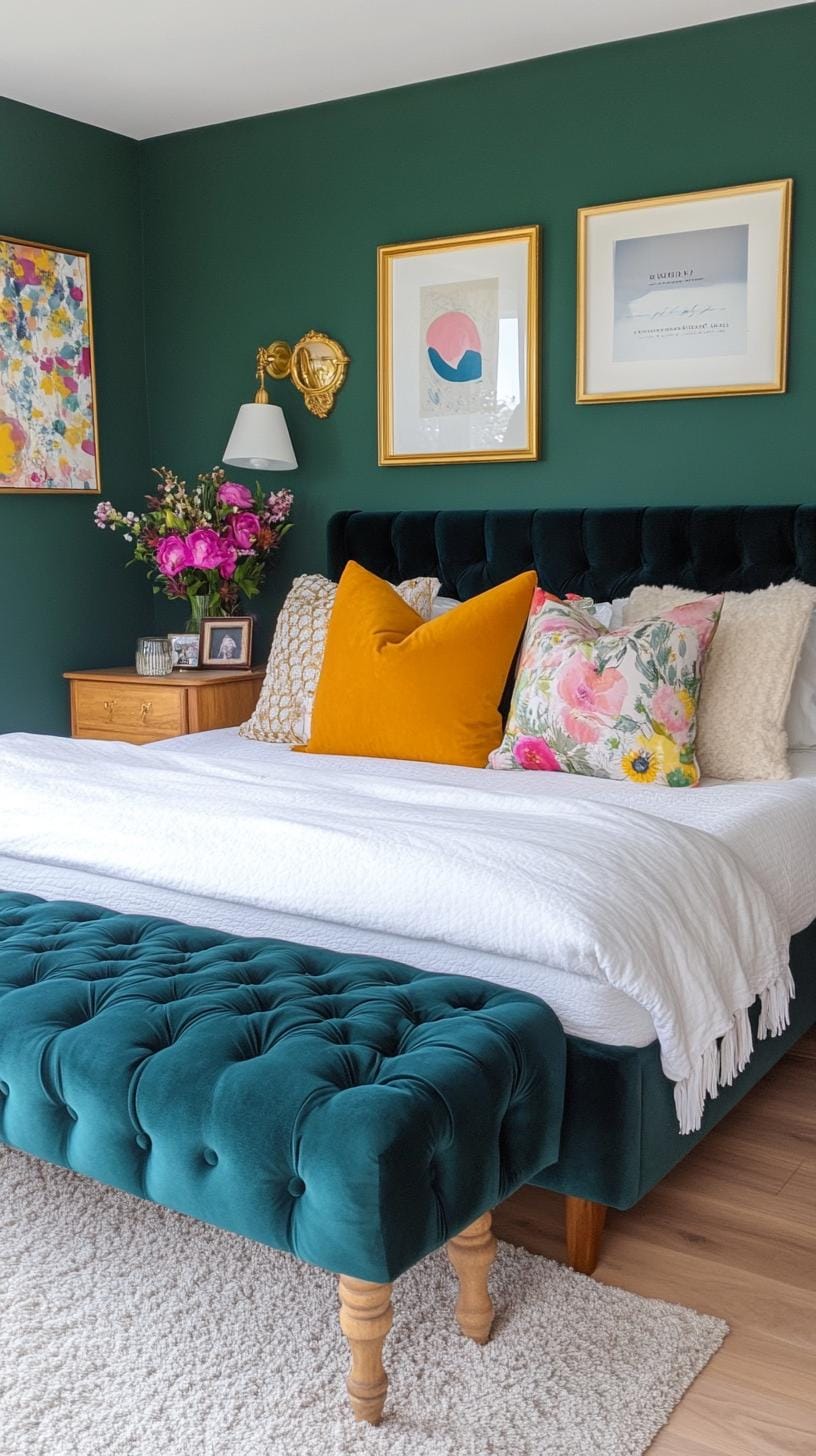 20 moody green bedroom ideas for a cozy retreat 45 14. Vintage glamor: combine deep jade grass with mirrored surfaces and antique gold frame-1