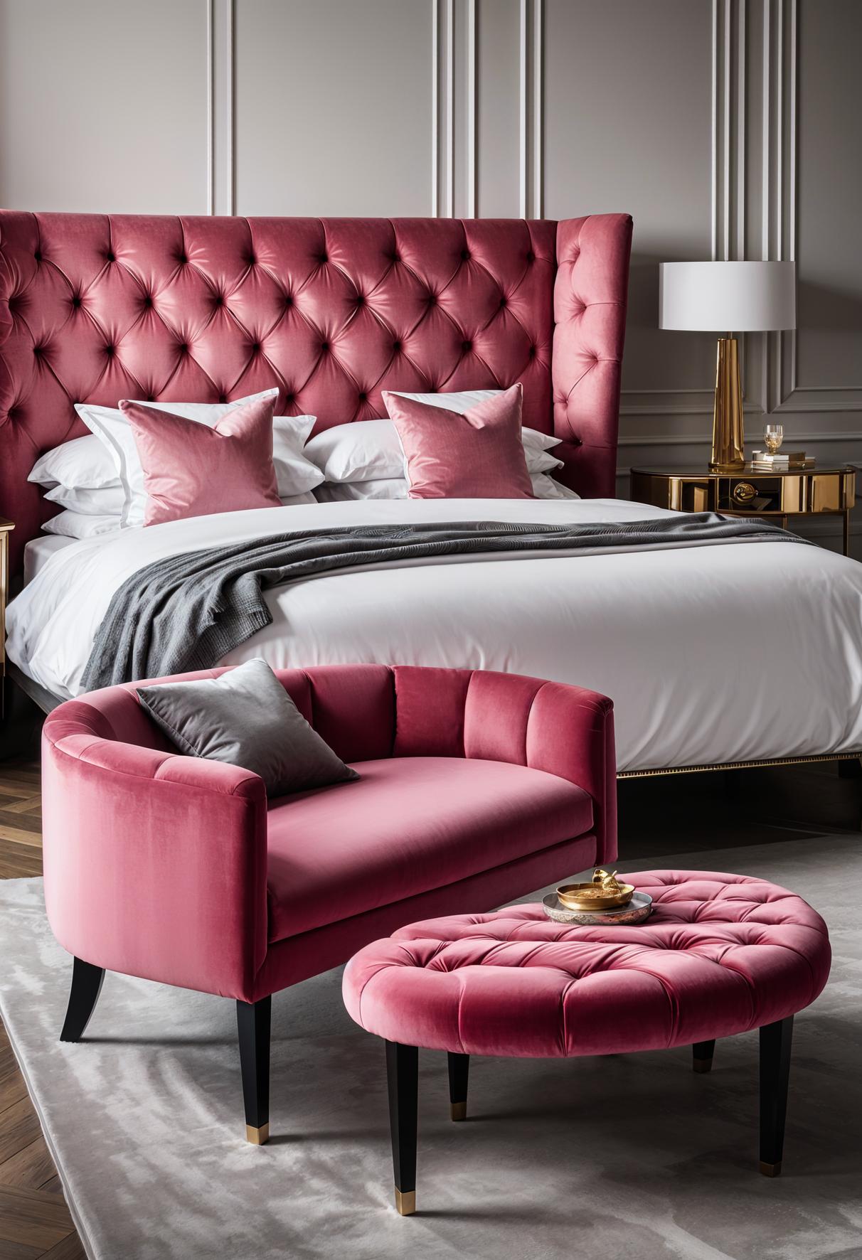 39 Dreamy Bedroom Decor Ideas (New) 18 14. Vintage Glamour: Pink Tufted Bench-0
