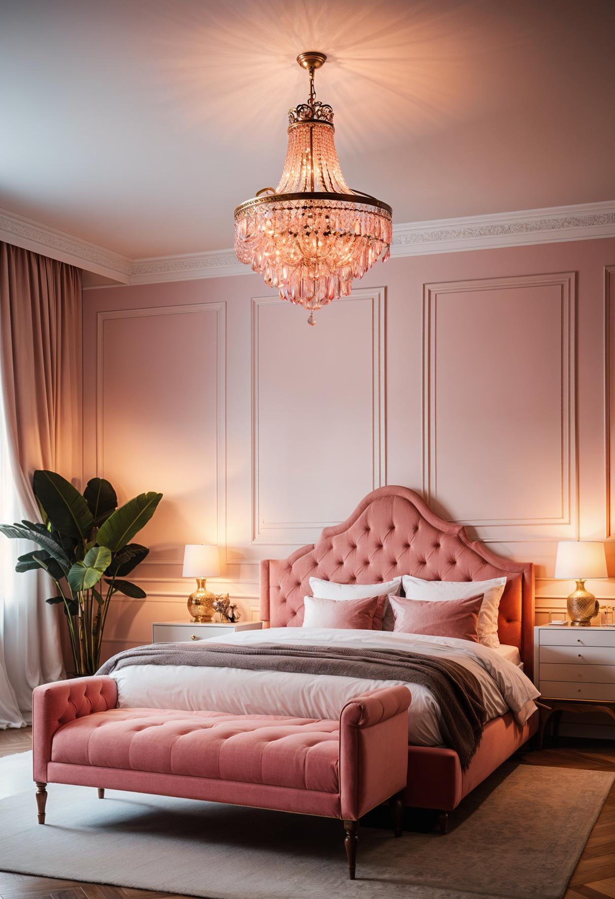 39 Dreamy Bedroom Decor Ideas (New) 29 23. Vintage Pink Chandelier for Bedrooms-0