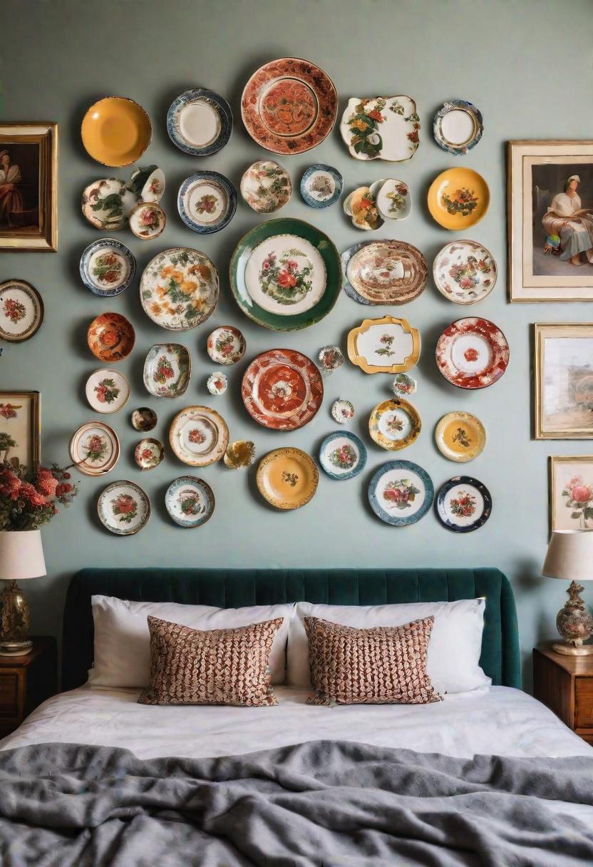 61 Inspiring Bedroom Wall Decor Ideas: Transform Your Space into a Dreamy Retreat 26 24. Vintage Plate Wall Decor-0