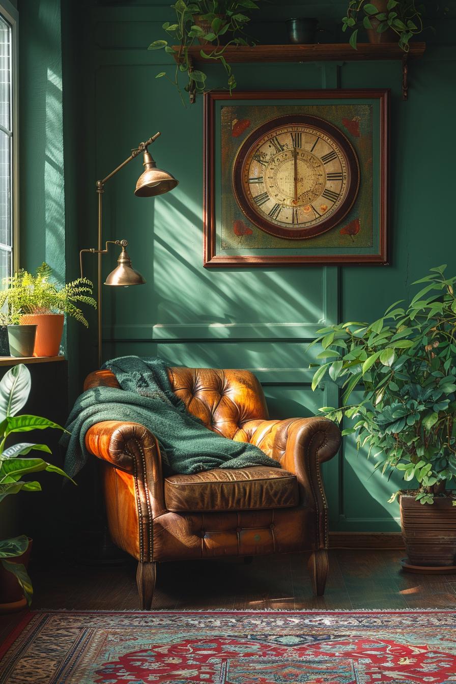 15 best moody mid -century modern living room ideas 3 1. Vintage Reading Nook Vibe-0