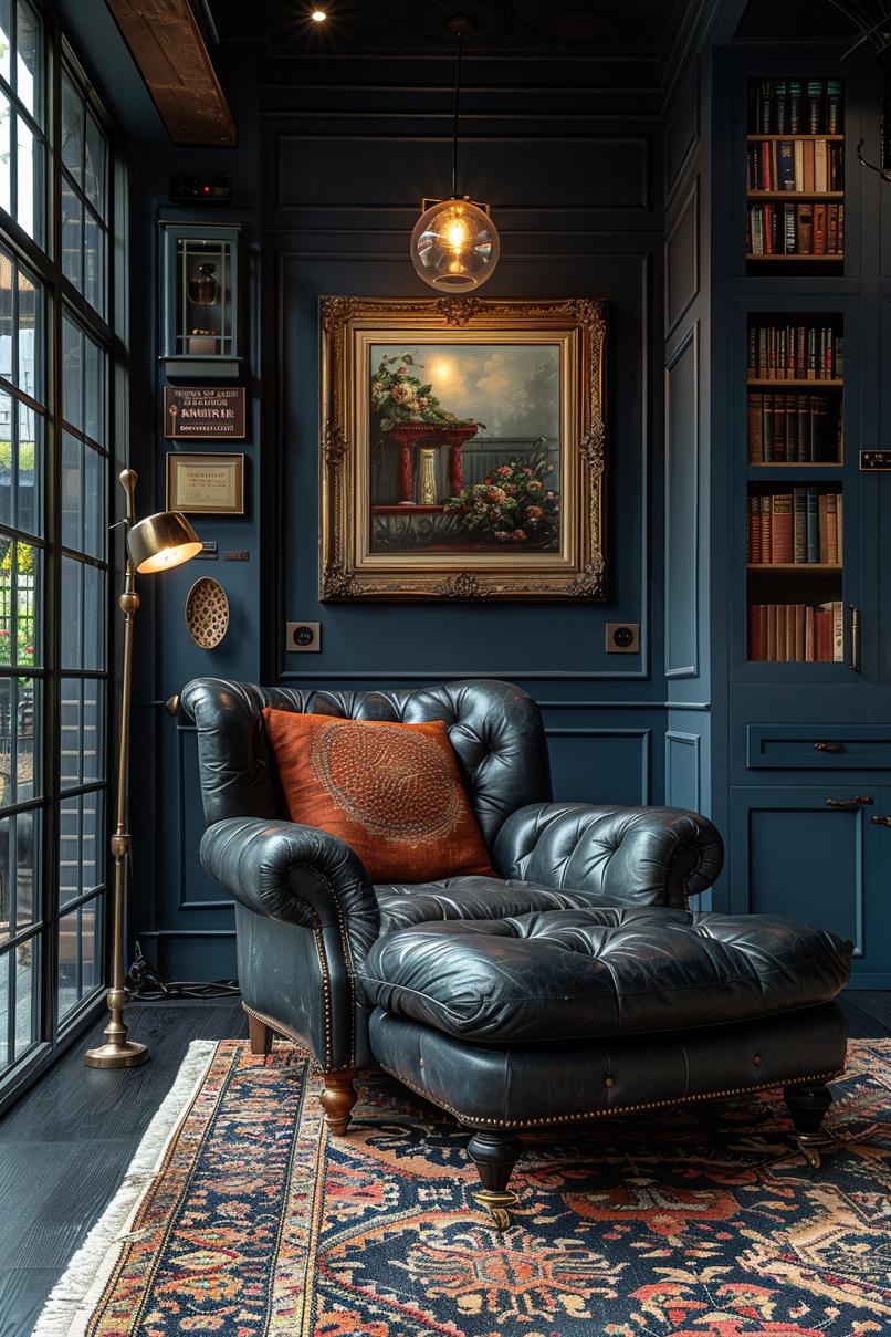 15 Best moody mid -century modern living room ideas 5 1. Vintage Reading Nook Vibe-2