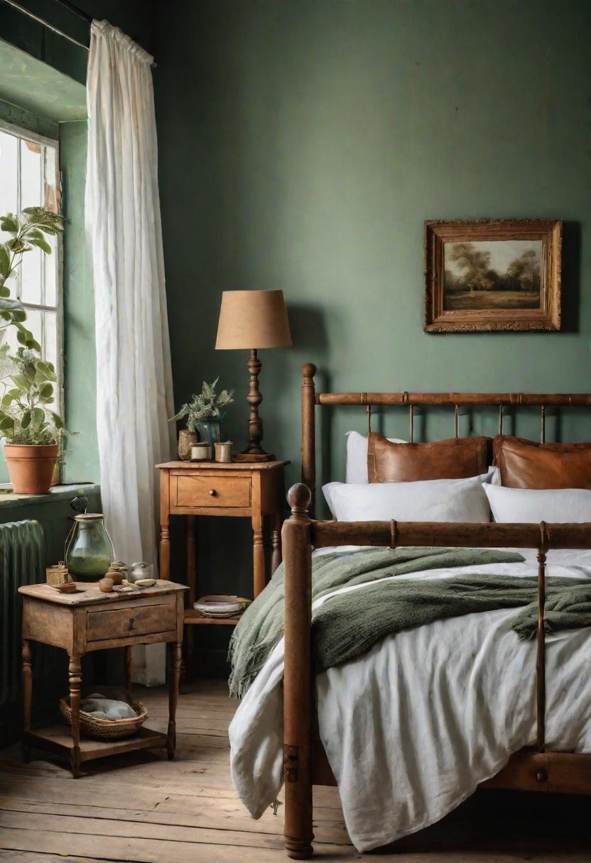 39 Sage Green Farmhouse Bedroom Ideas: Trendy Rustic Chic 26 15. Vintage Sage Green Bedroom Appeal-0
