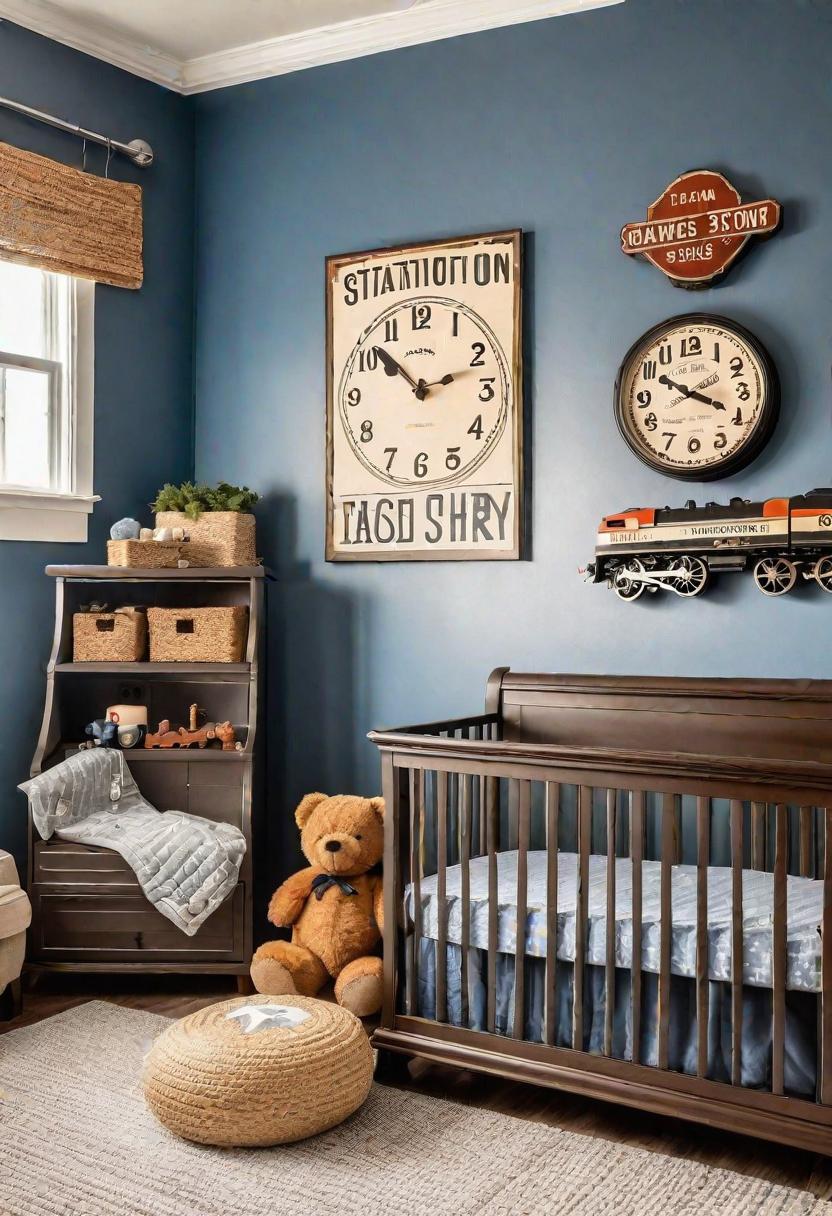 28 Charming Baby Boy Nursery Ideas: Creative Themes and Decor for Your Little Man 21 18. Vintage Train Station Nursery Decor-0