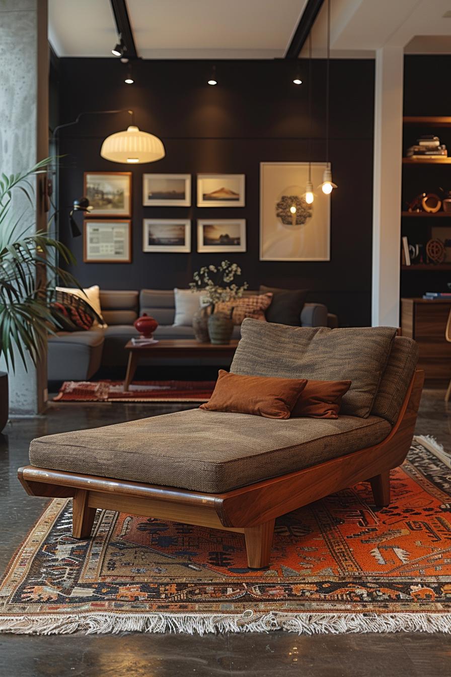 15 Best moody mid -century modern living room ideas 44 14. Vintage Vibe Gallery Wall Retreat-2