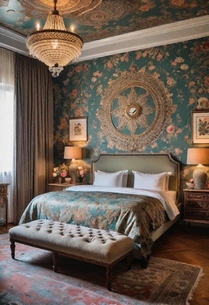 35 Stunning Bedroom Accent Walls for a Cozy Makeover 7 3. Vintage Wallpaper Accent Wall-1