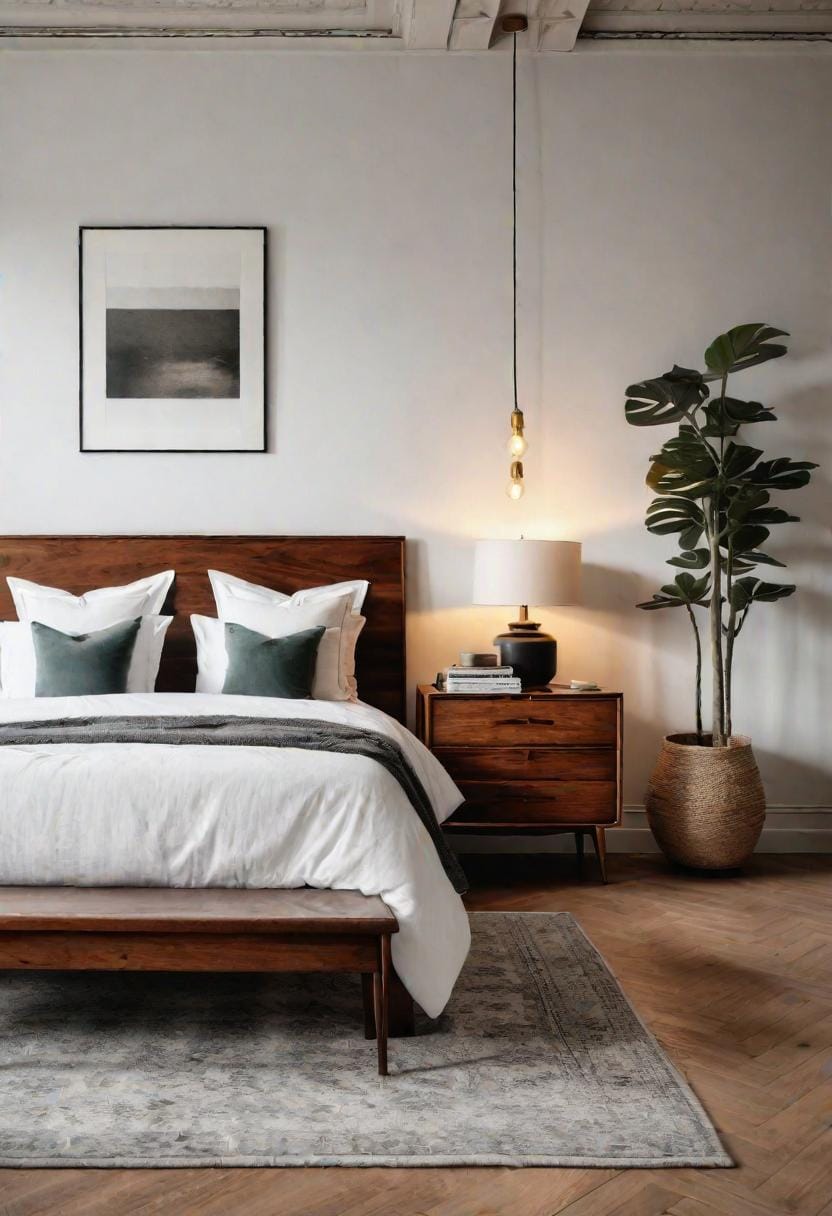 21 modern bedroom ideas for your 2025 makeover 68 21. Vintage Modern presentation Ancient elements with contemporary flair-1