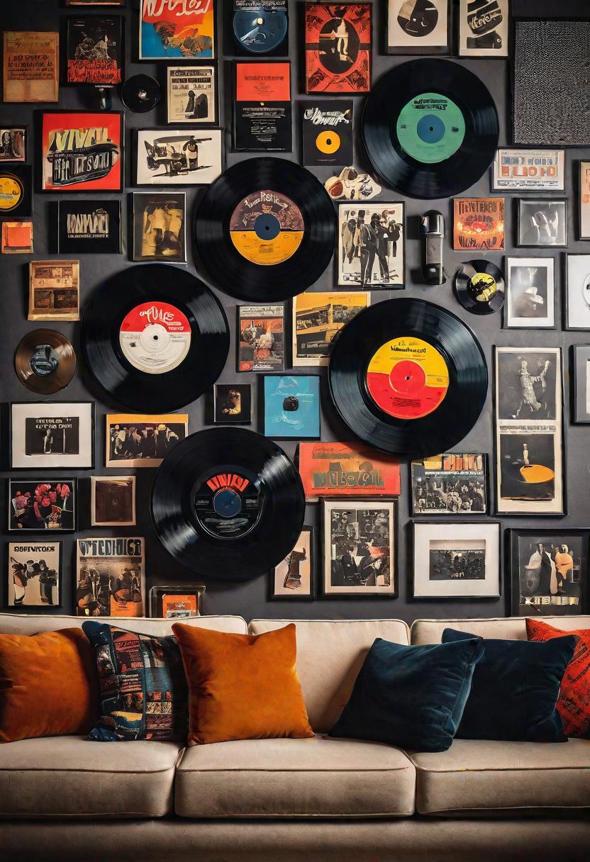 29 Kreativ über den Couch Decor -Ideen, um Ihr Wohnzimmer zu verändern 27 25. Vinylanzeige über Couch-0