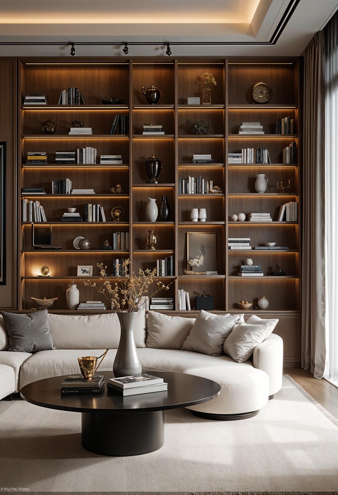 20 breathtaking living room wall decor ideas 60 17. Wand into integrated bookshelves: Creative Designs-1