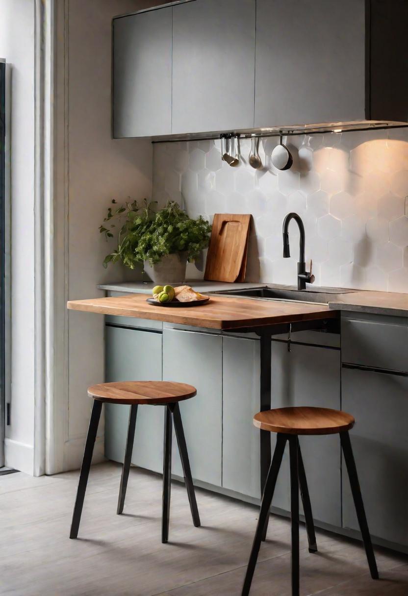 43 Inspiring Kitchen Decor Ideas: Stylish and Functional Accents 60 39. Wall-Mounted Fold-Down Table-0