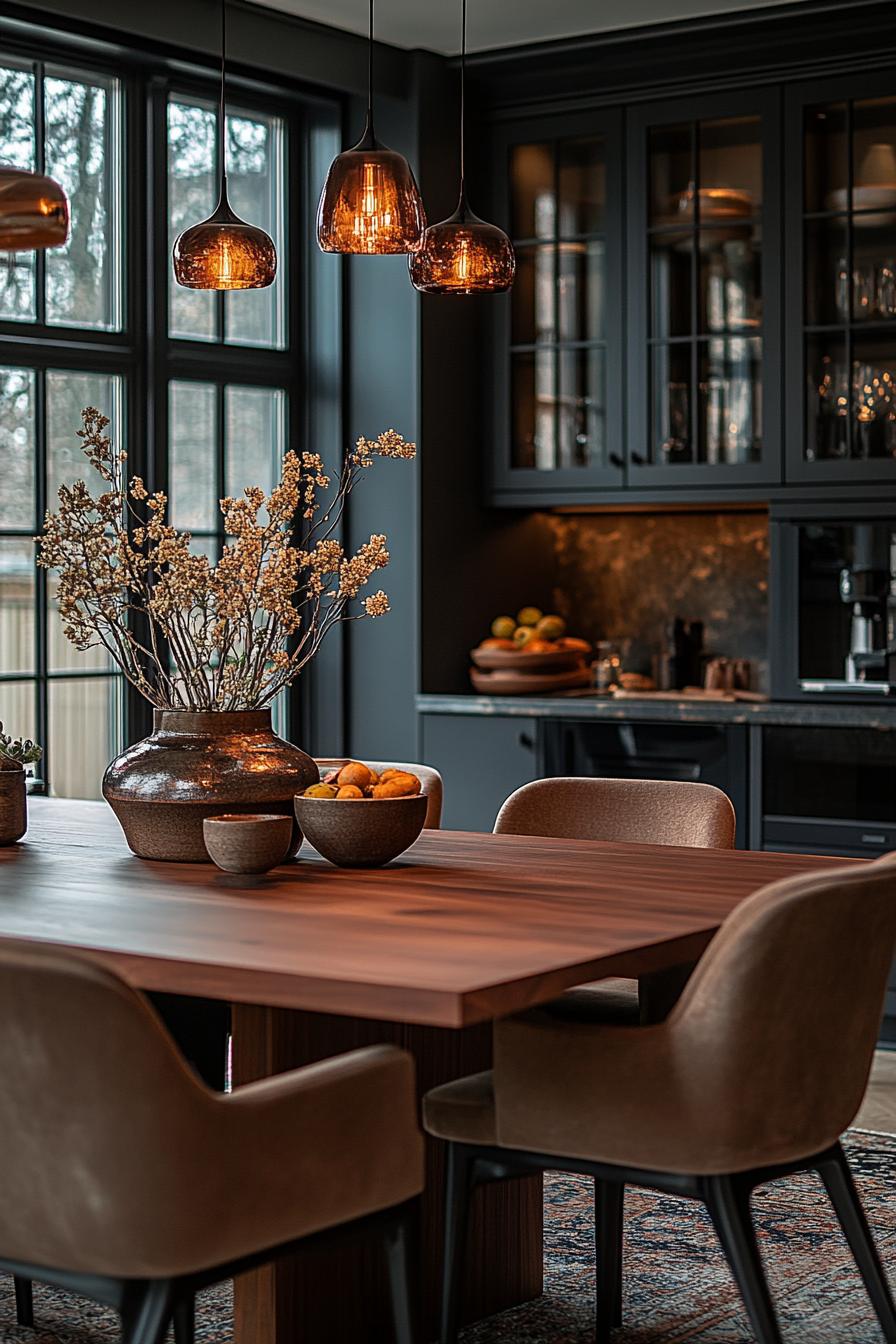 23 breathtaking modern dining tables from the middle of the century, which you love 6 2. Walnuss & earth tones Elegance-0