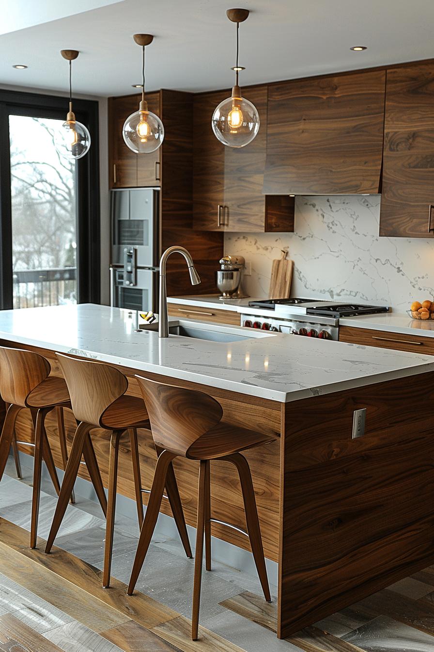 15 unique in the middle of the century modern kitchen ideas 3 1. Walnut and white quartzelegance-0