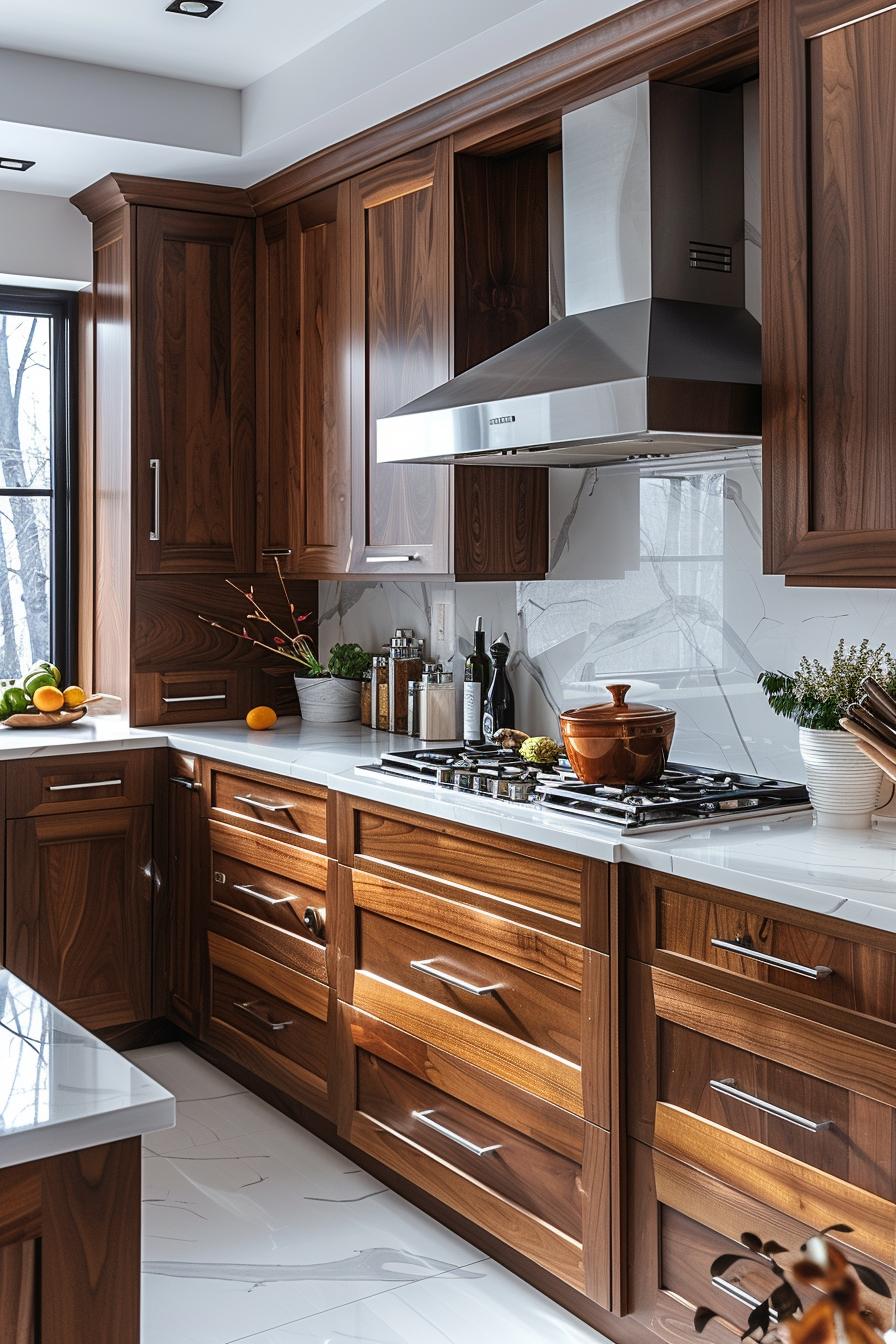 15 unique in the middle of the century modern kitchen ideas 4 1. Walnut and white quartzeleganz-1