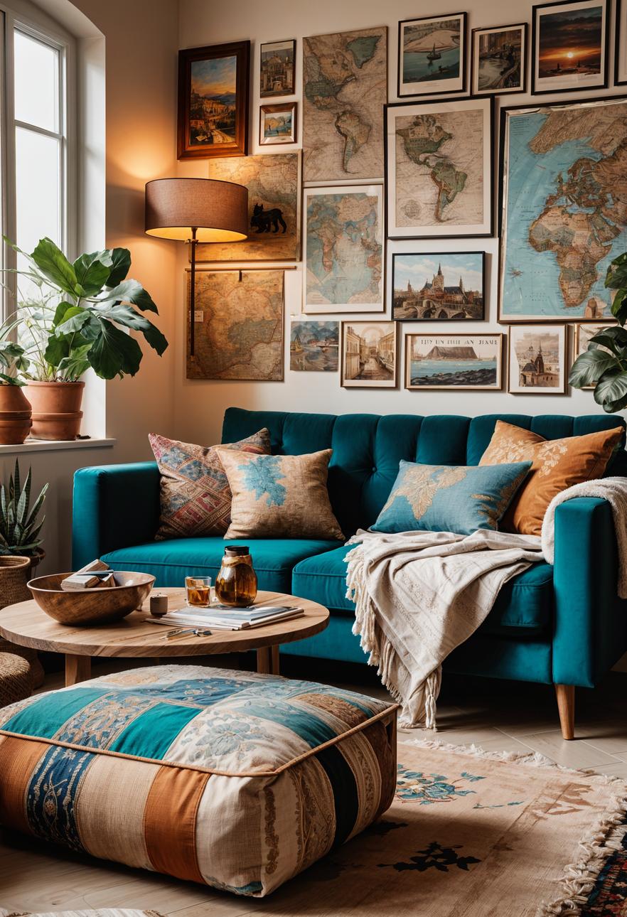 45 Chic & Modern Boho Living Room Ideas To Copy 60 26. Wanderlust Gallery Nook-0