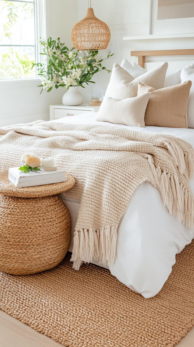21 new bedroom ideas for your 2025 refreshment 3 1. Warm neutral tones with a lot of cozy texture-0