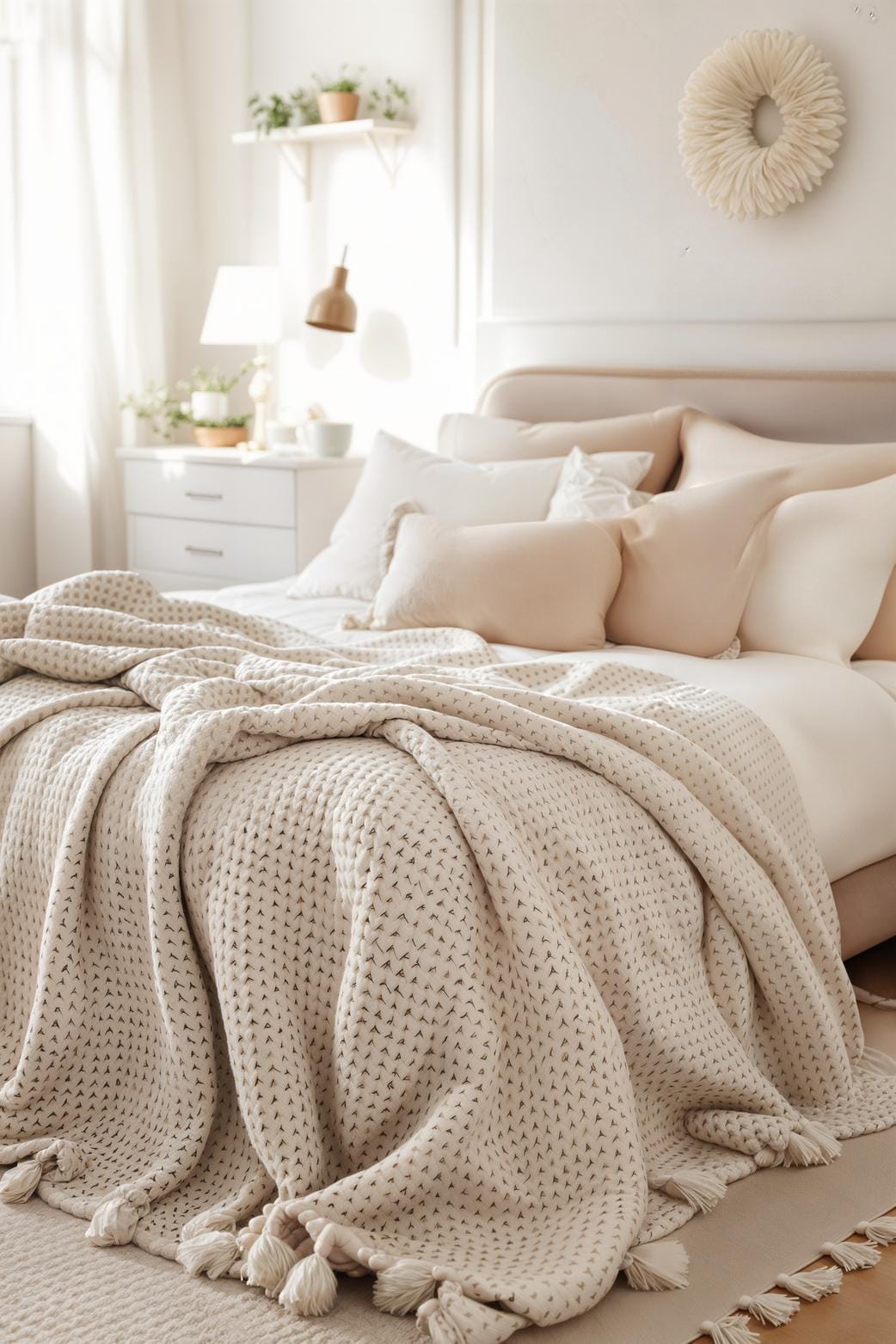 21 new bedroom ideas for your 2025 refreshment 4 1. Warm neutral tones with a lot of cozy texture-1