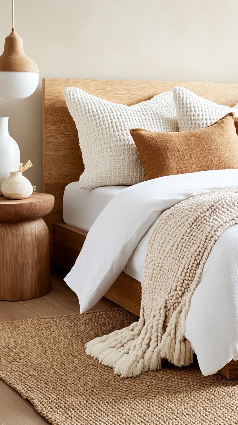 21 new bedroom ideas for your 2025 refreshment 5 1. Warm neutral tones with a lot of cozy texture-2