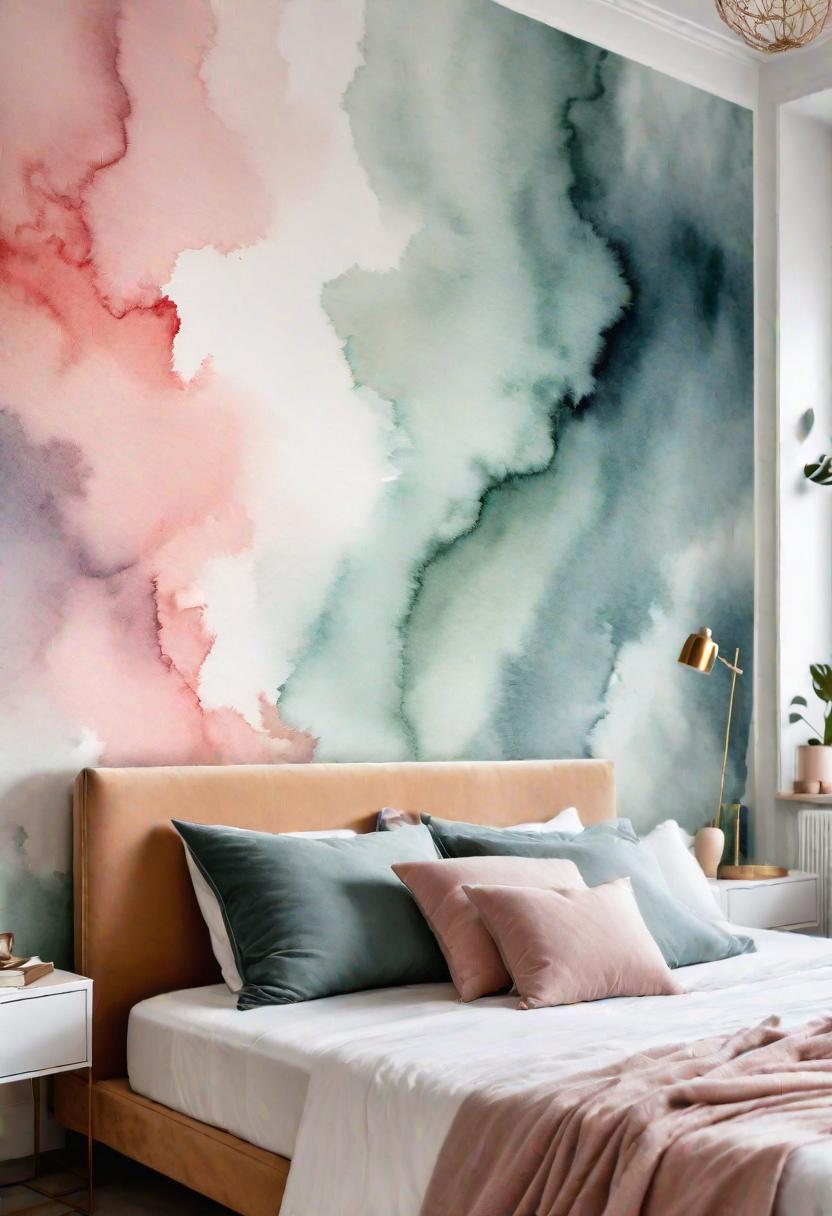 61 Inspiring Bedroom Wall Decor Ideas: Transform Your Space into a Dreamy Retreat 11 9. Watercolor Wallpaper Ideas-0