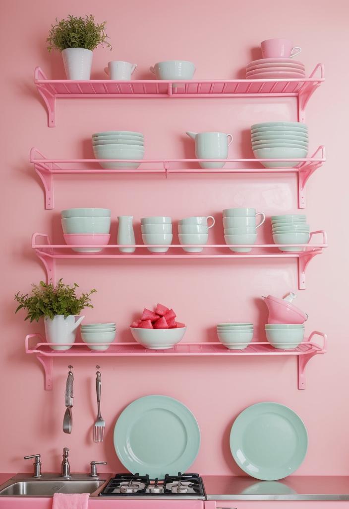 35 Charming Pink Kitchen Ideas: a Feminine Flair in Your Cooking Space 28 24. Watermelon Plate Rack Inspiration-0