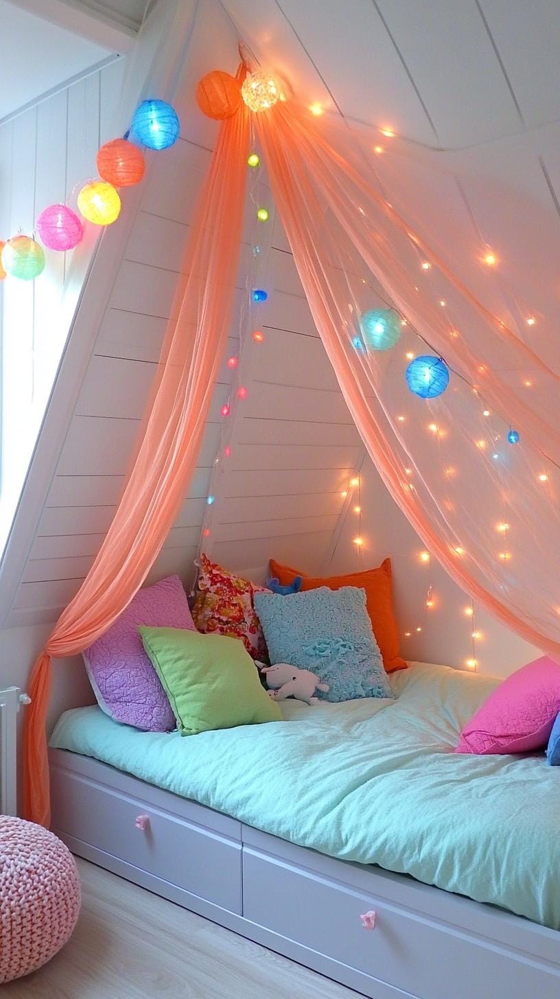 20 super cozy small roof tree bedroom ideas today 32 32 10. Wonderful fairy tale bedroom with Phen Baldachin networks and pastel fairy Lights-2