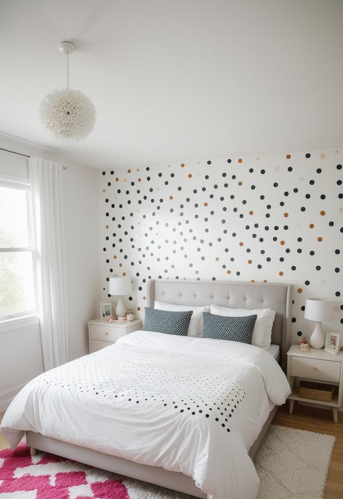 35 Stunning Bedroom Accent Walls for a Cozy Makeover 49 24. Whimsical Polka-dot Accent Wall-1