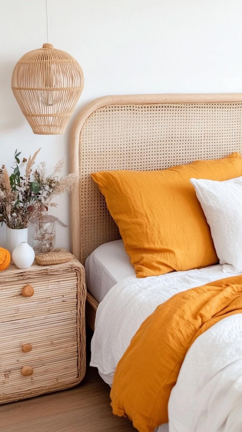 23 Modern Boho bedroom ideas that you will love immediately 24 7. Accent Wicker and Rattan in room 2