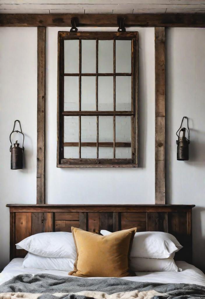 38 Genius Farmhouse Bedroom Ideas 10 8. Window Frame Wall Art-0