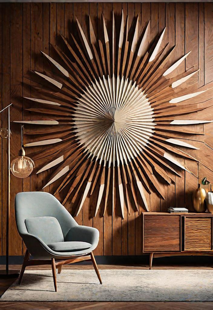 40 Breathtaking accent walls in living room Ideas 40 37. Wood Starburst Accent Wall-0