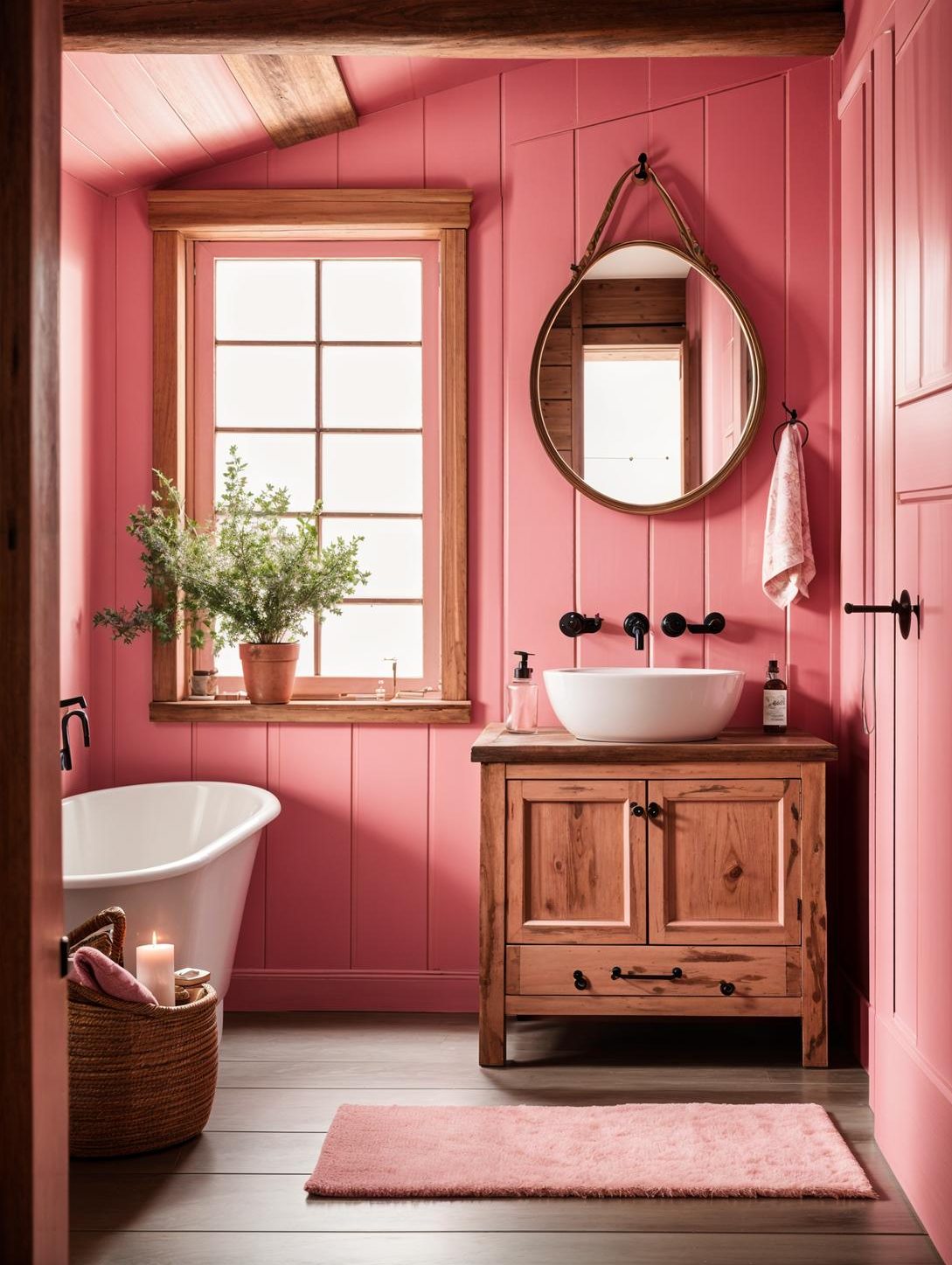 22 trendy pink bathroom designs to copy 8 6. Wood accents in the pink bathroom-0