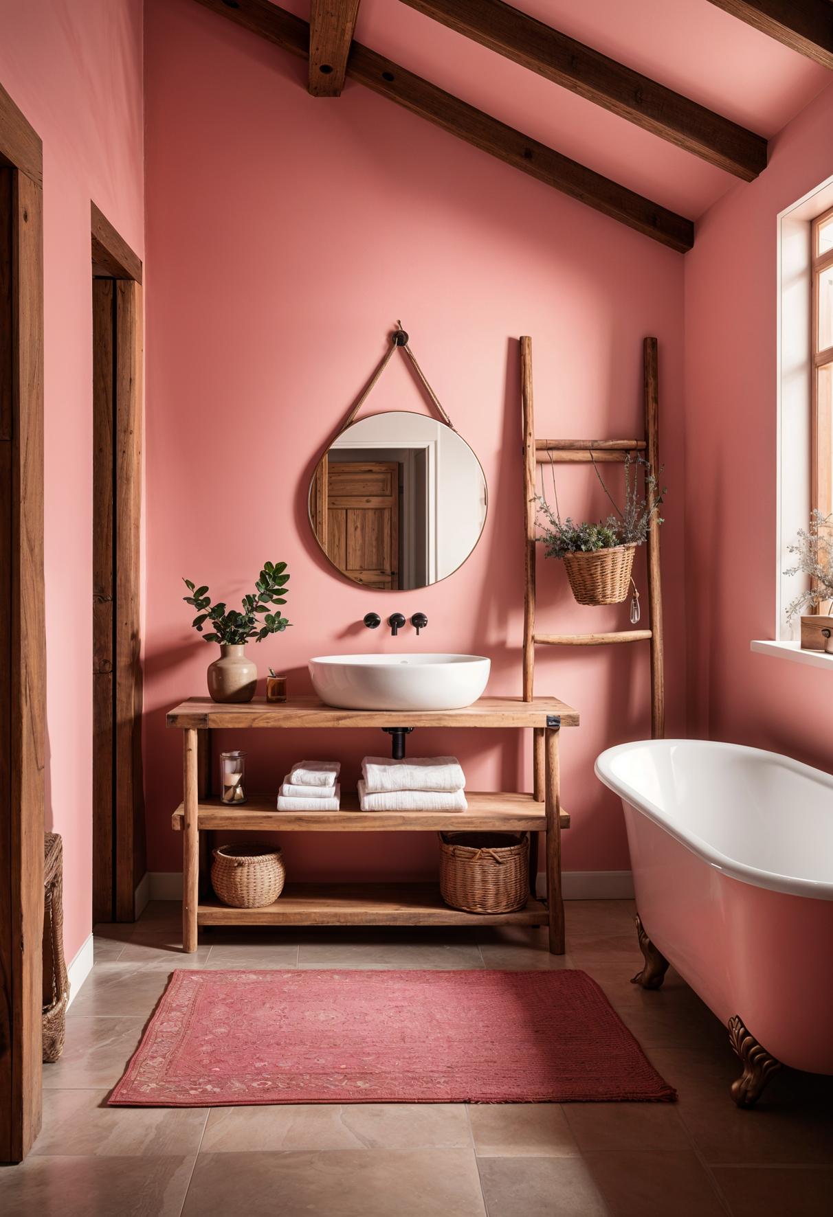 22 trendy pink bathroom designs to copy 10 6. Wood accents in pink bathroom-2