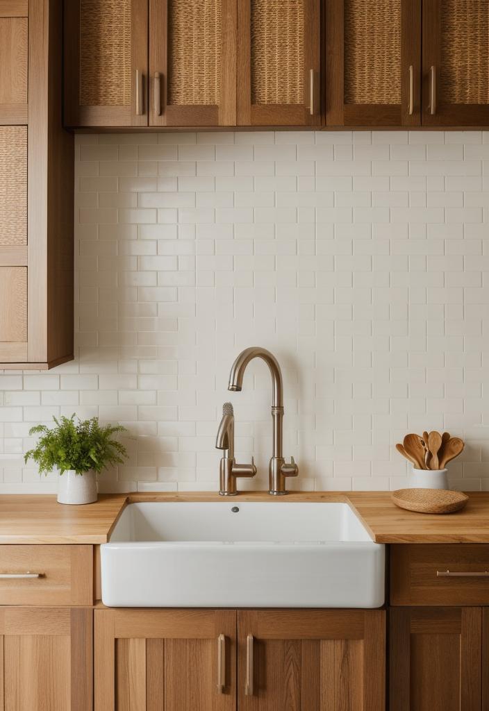 35 Stunning Kitchen Backsplash Ideas: Creative and Eye-Catching Designs 34 23. Wooden Basket Weave Backsplash-0