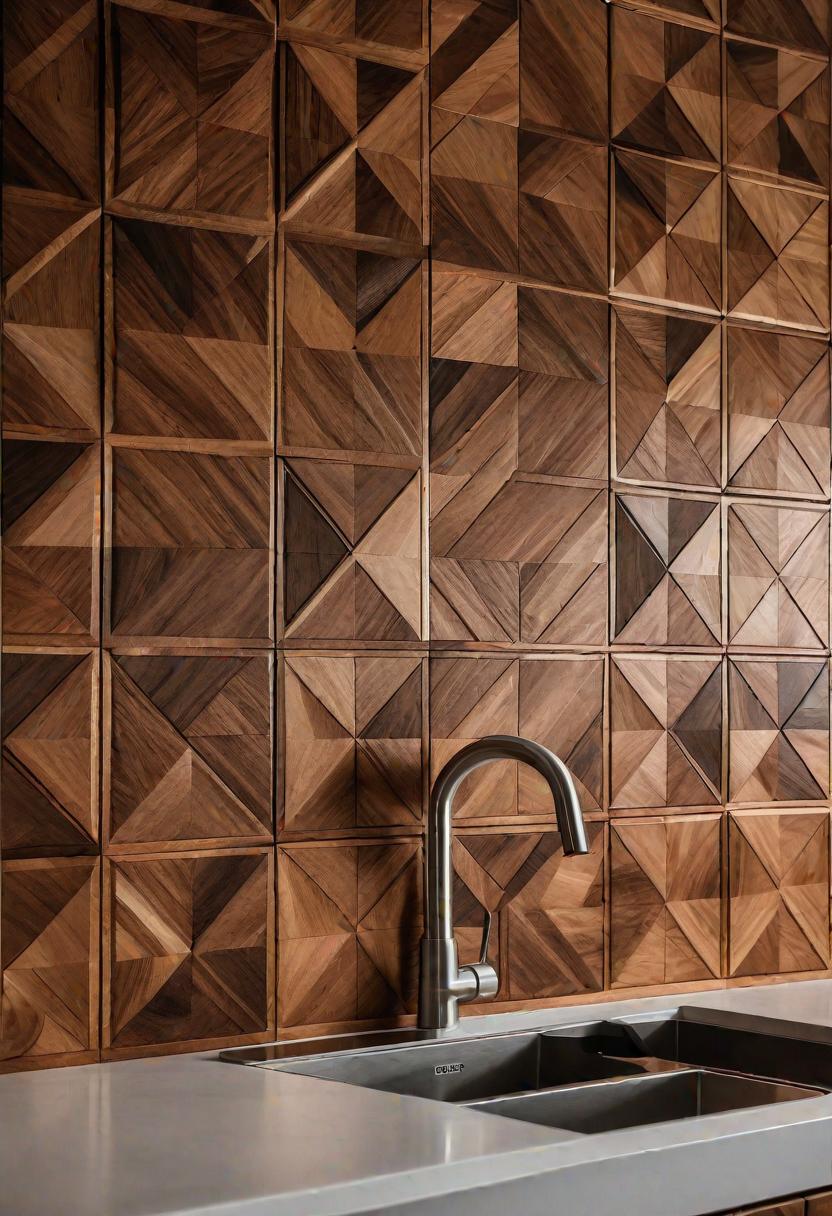 35 Stunning Kitchen Backsplash Ideas: Creative and Eye-Catching Designs 6 4. Wooden Geometric Backsplash Panels-0