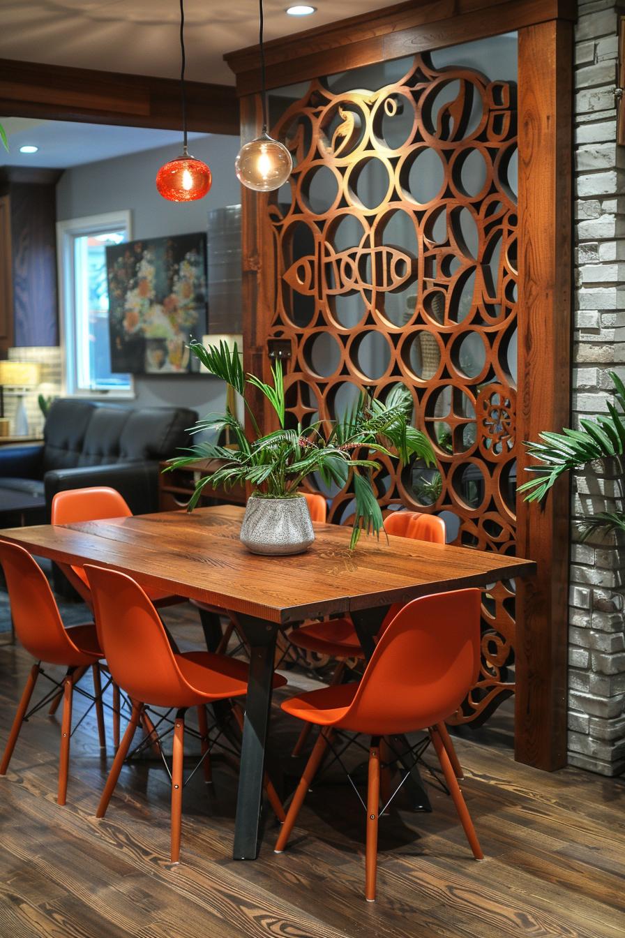 15 new modern dining room ideas in the middle of the century 35 35 13. Wooden room divider for dinner-0