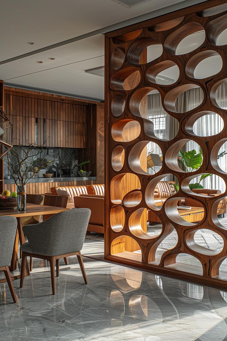 15 new modern dining room ideas in the middle of the century 36 36 13. Wooden room divider for food-1