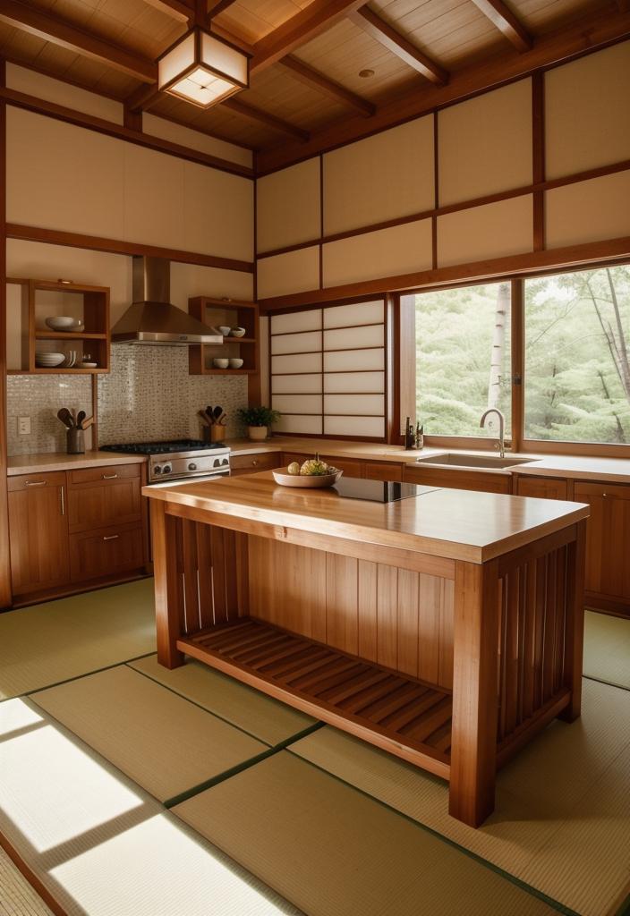 26 Genius Kitchen Island Ideen: Stil und Funktionalität 32 19. Zen Bamboo Teppanyaki Kitchen Island-0