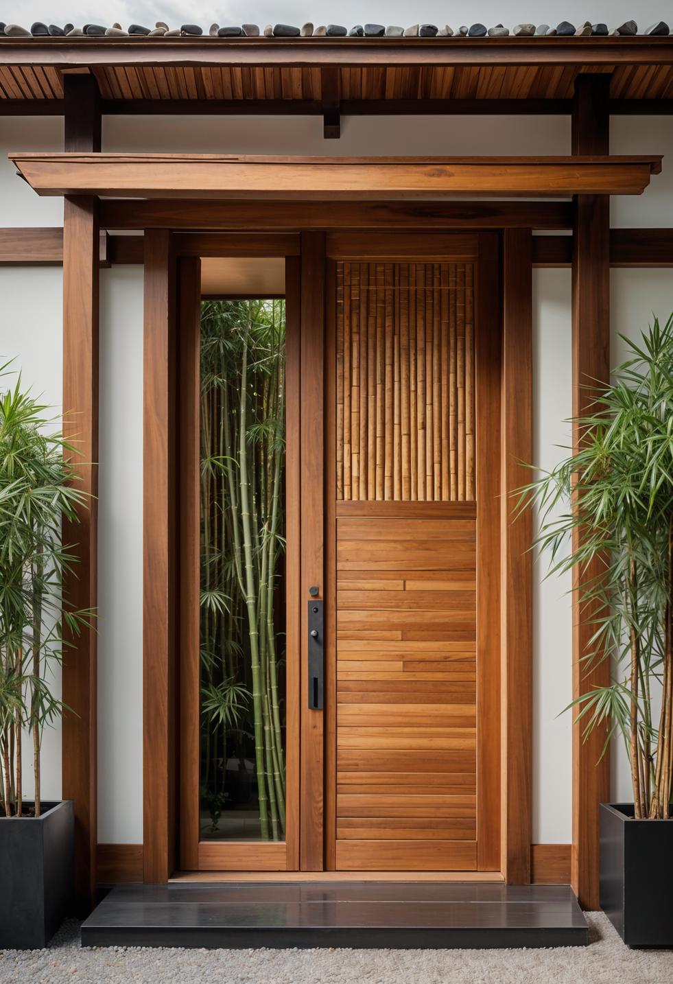 29 Stunning Wooden Door Designs for Main Entrances 27 12. Zen-Inspired Wooden Door Section-2