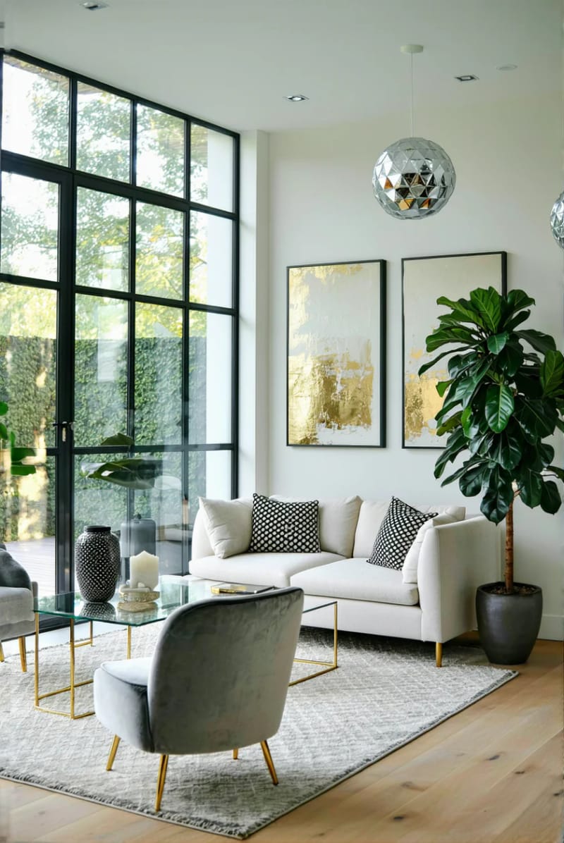 19 small winter garden ideas to open small rooms 41 Chic winter garden with geometric patterns and metallic accents 1