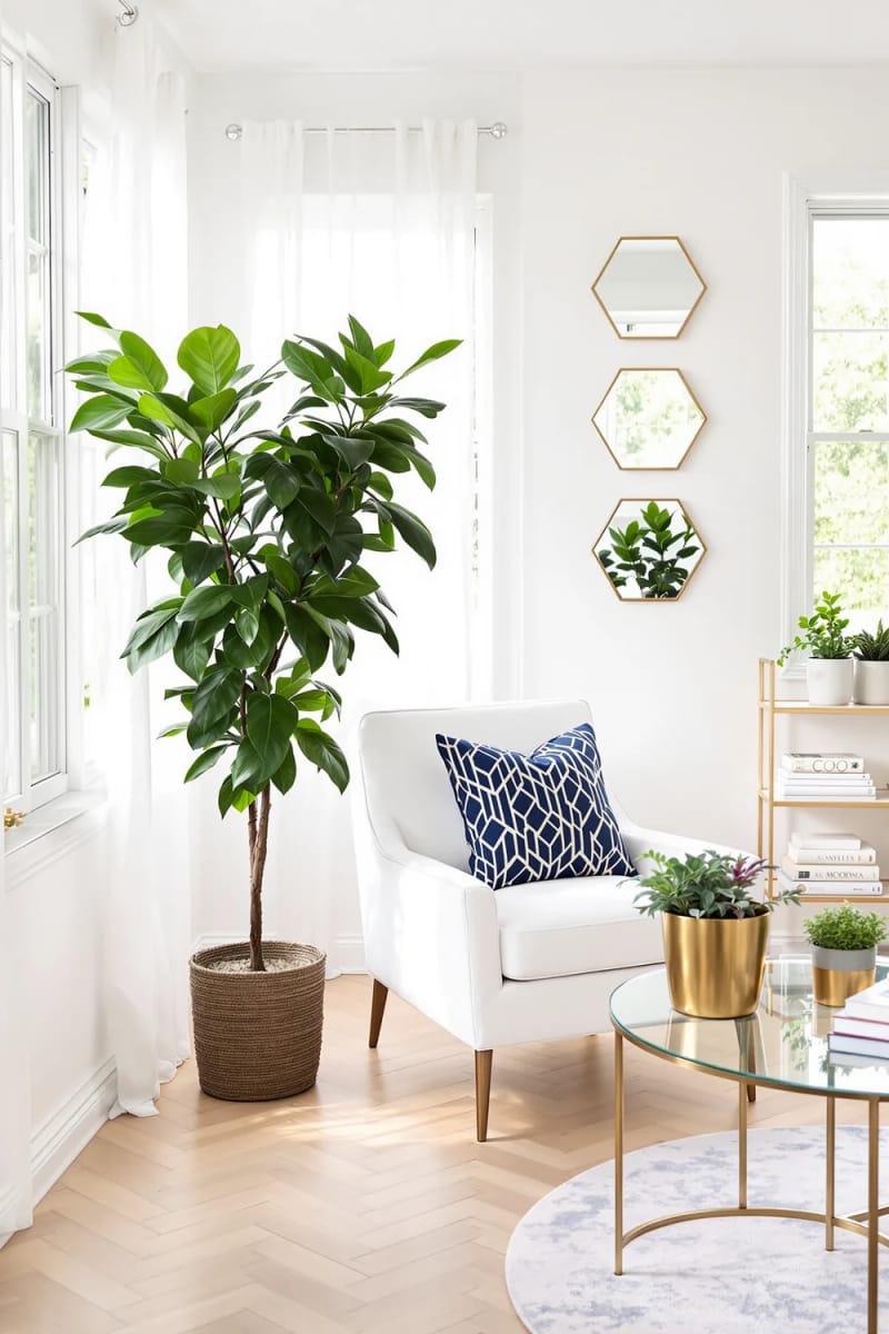 19 small conservatory ideas to open small rooms 42 Chic winter garden with geometric patterns and metallic accents 1