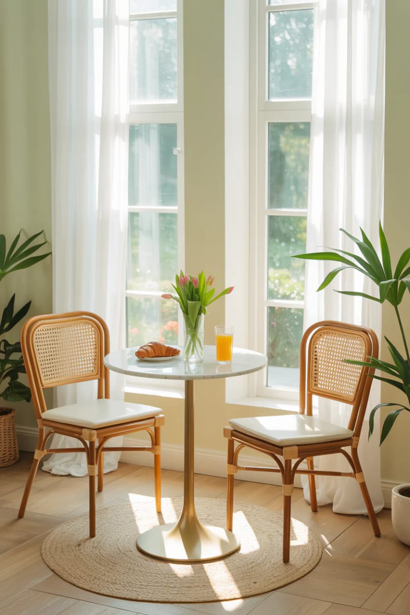 19 small conservatory ideas to open small rooms 27 Compact round bistroic for sunny morning breakfast 1