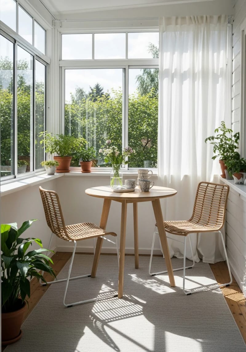 19 small conservatory ideas to lighten small rooms 29 Compact round bistroic for sunny morning breakfast 1