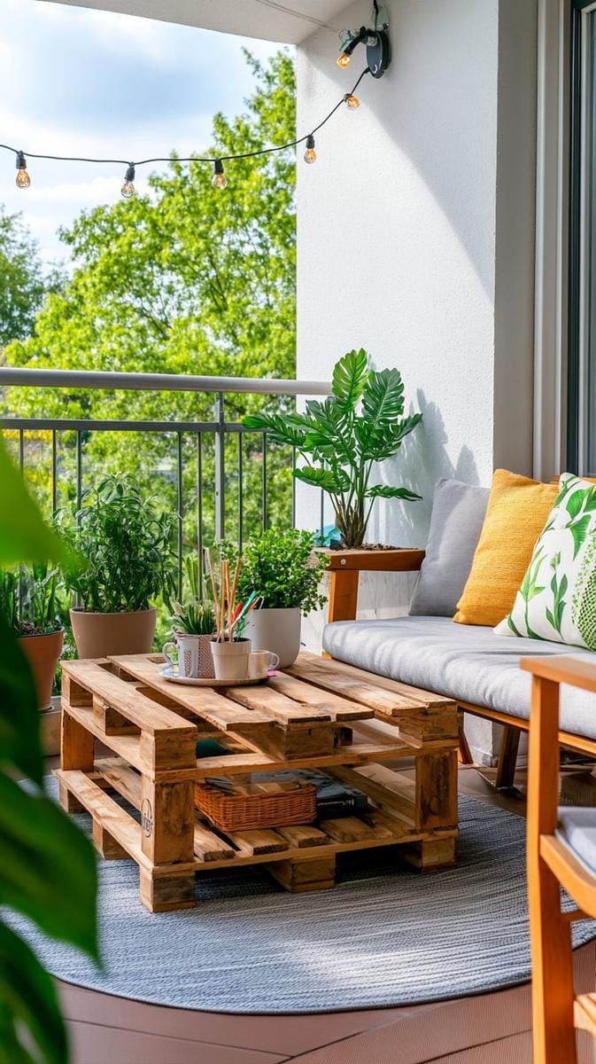 21 stylish apartment balcony this season 44 DIY Palet coffee table with hidden storage for balcony Essentials 1