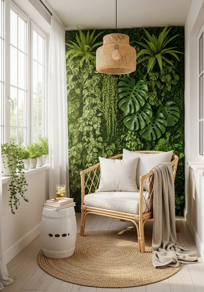 19 small conservatory ideas to open small rooms 26 Soil to ceiling green wall for an interior jungle feeling 1