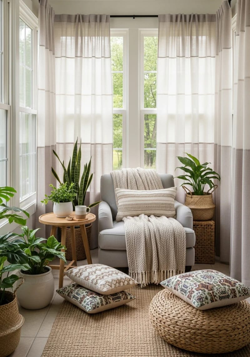 19 small conservatory ideas to open small rooms 44 4 -season -winter garden with layer curtains and cozy wails 1