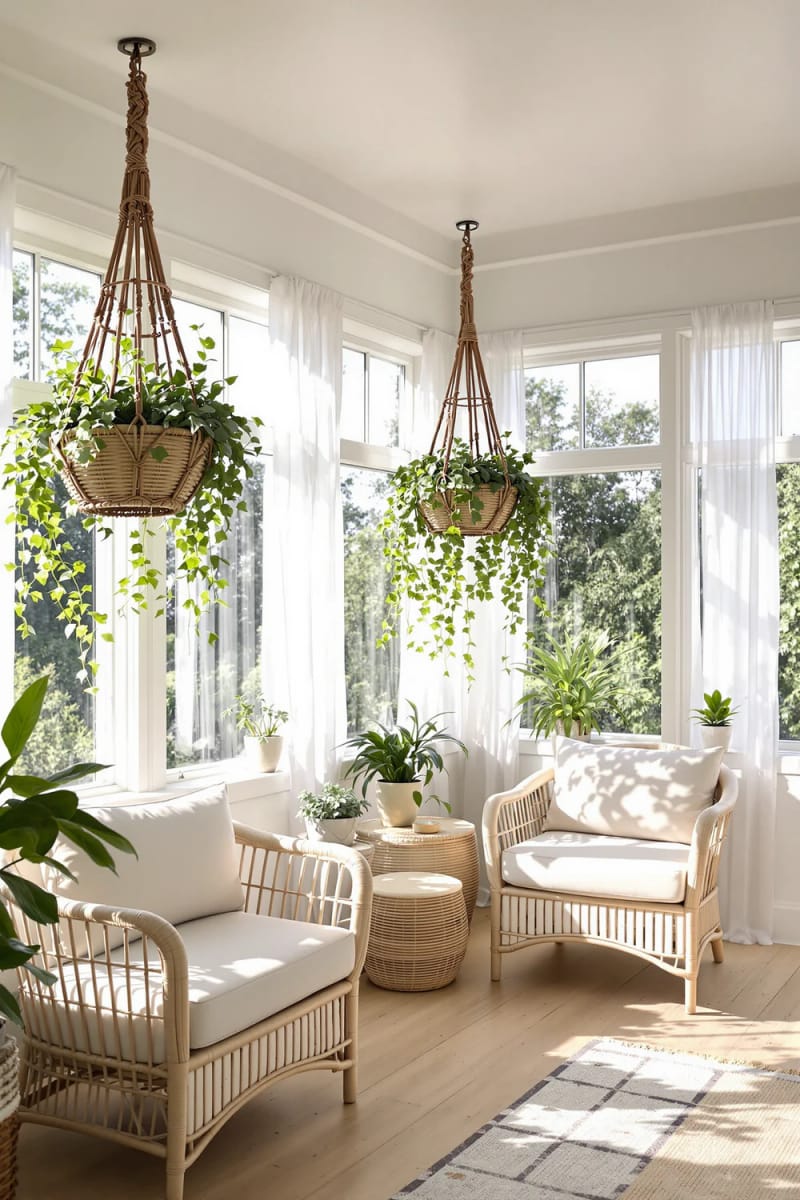 15 wonderful winter garden decoration ideas to refresh your home 6 Hanging macramé planters with subsequent vines in sun-drenched corners 1