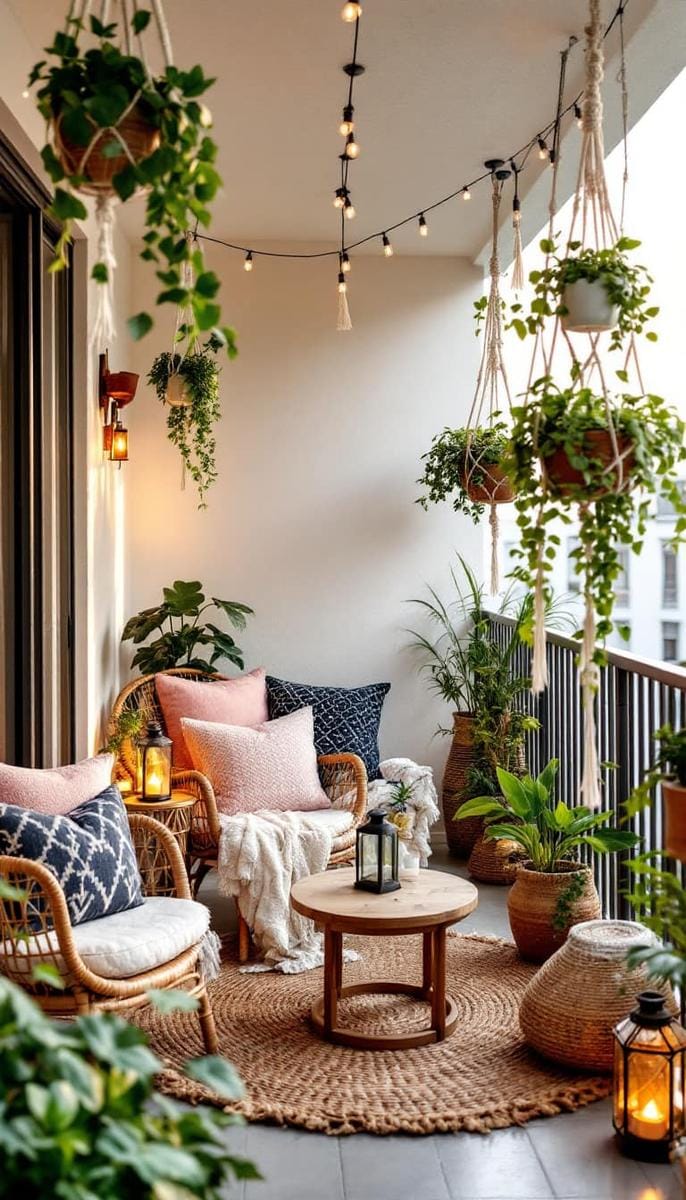 21 stylish apartment balcony in this season 4 Macramé plants with the following green for a boho-chic balcony retreat 1