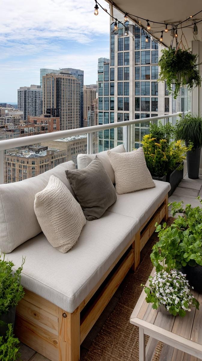 21 stylish apartment balcony this season 19 Multi -purpose storage bank doubles as seating and garden tool organizer 1
