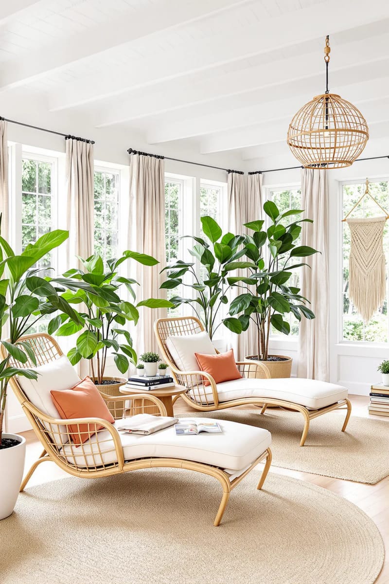 15 beautiful winter garden decoration ideas to refresh your home 3 Rattan Lounge chairs and layered Jute carpets for a cozy boho atmosphere 1