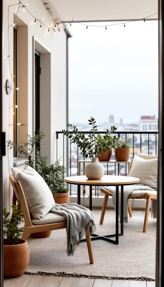 21 stylish apartment balcony this season 9 Scandinavian inspired balcony with minimalist furniture and neutral textiles 1